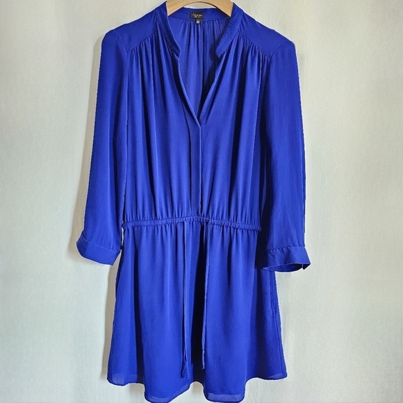 🇨🇦 Aritzia T. Babaton Long Sleeve Silk Bennett Dress - Cobalt Blue - Picture 6 of 16